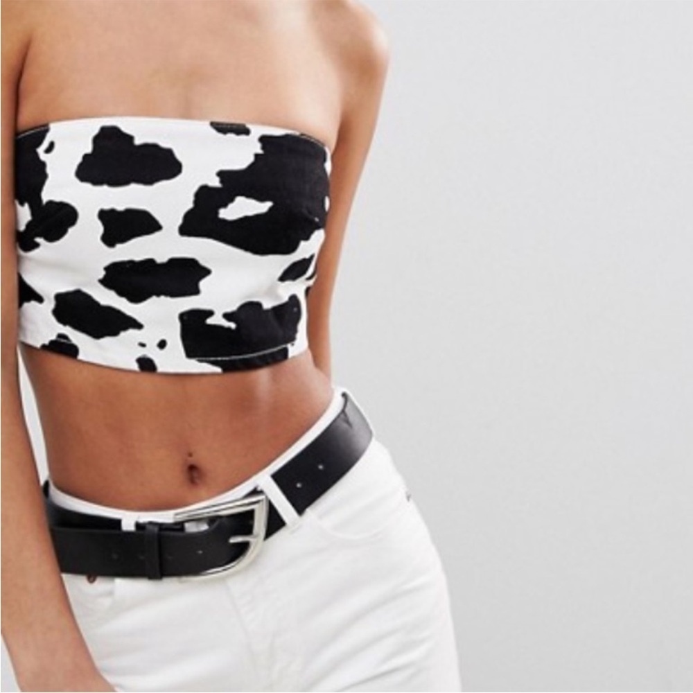 Cow Print Denim Tube Top – Size 10 – NWT